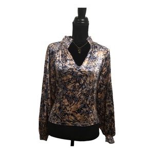 NWOT Free People Blue & Pink Velvet Pattern Top Size XS